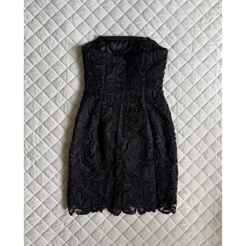 Y2K VTG Adriana Papell Boutique Strapless Lace Design Dress Sz 4 Coquette cute